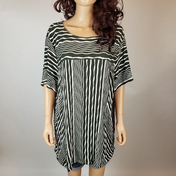 CJ Banks Tops - CJ Banks Green White Striped Top